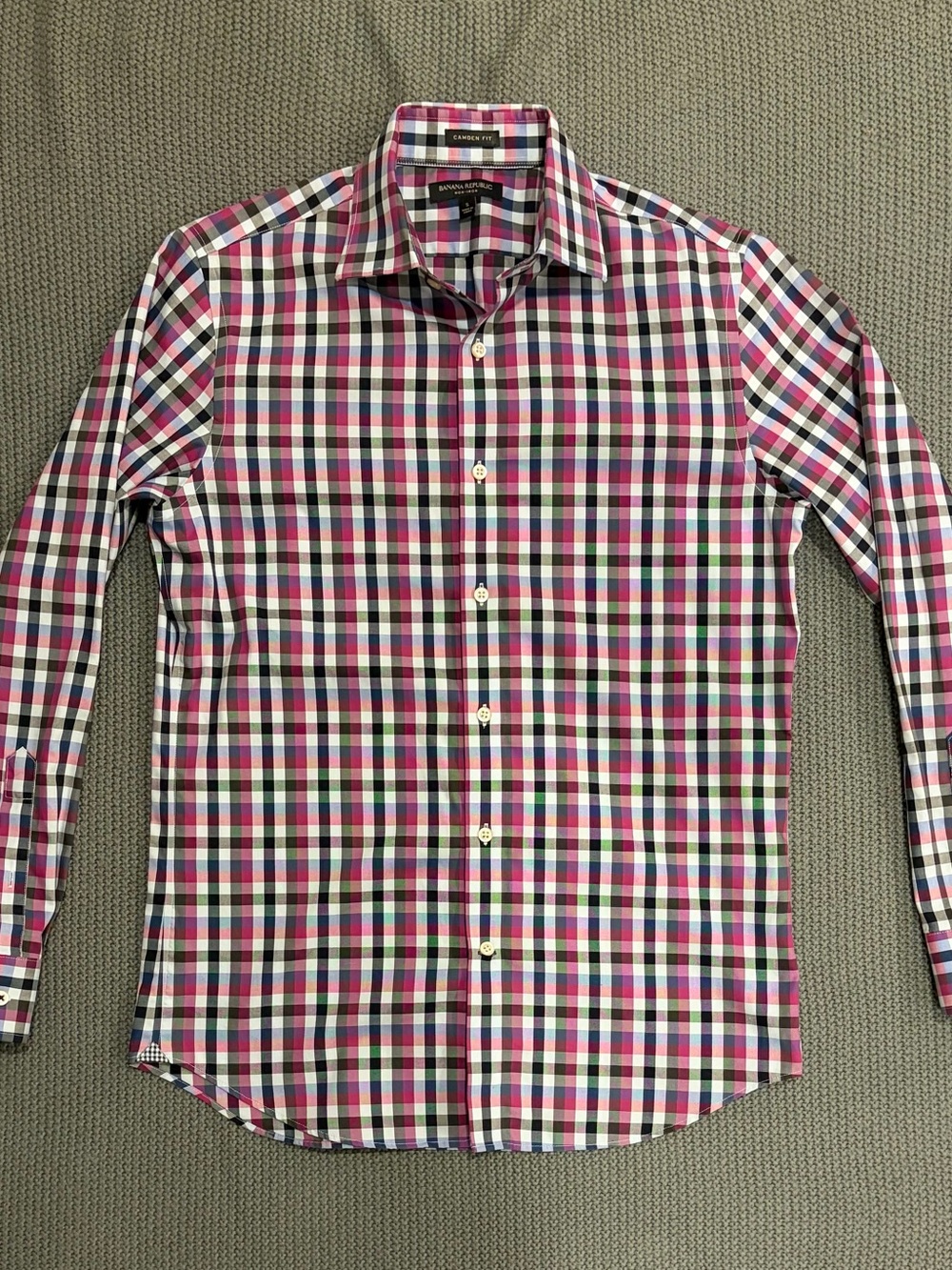 Banana Republic Camden Fit Non-Iron Multicolor Check Shirt Men's S